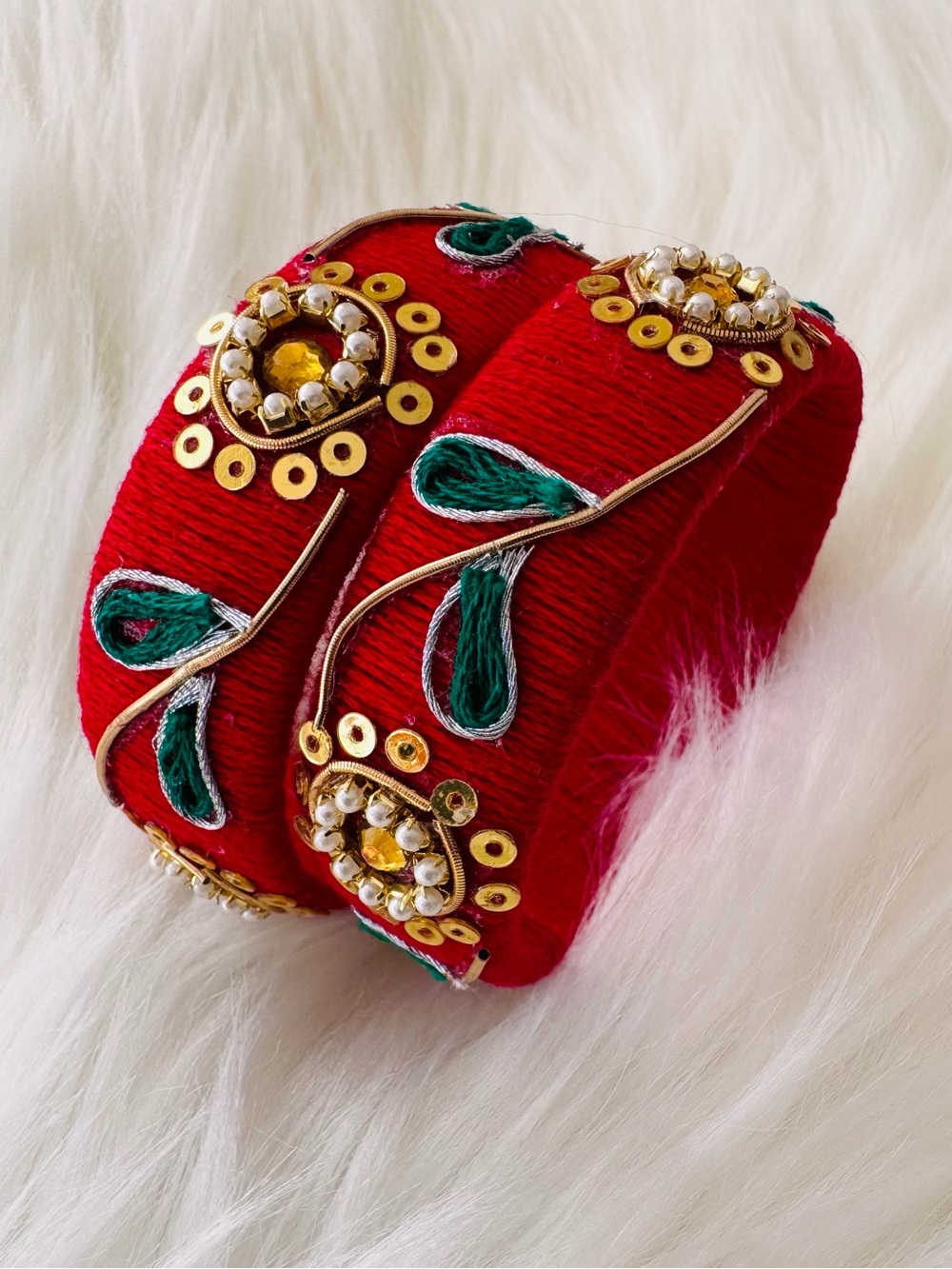🎡🎡Handmade Silk or Cotton Wrapped Bangle Set of your choice in various sizes - Picture 14 of 16